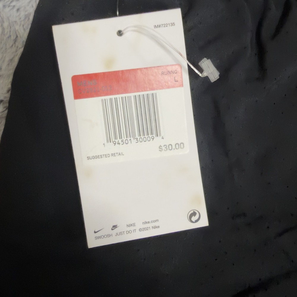 Nike Dri-FIT Running Shorts Men's L Black White Mesh Perforated NWT New - Picture 5 of 7